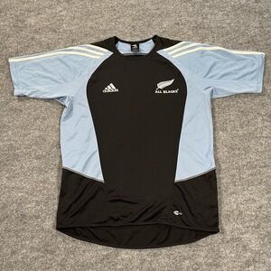 Vintage Adidas All Blacks Jersey Mens Large Black Blue Y2K 2006 Training
